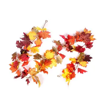 

Autumn simulation maple leaf wreath, rattan. Wedding door frame window sill decoration props 67 inches