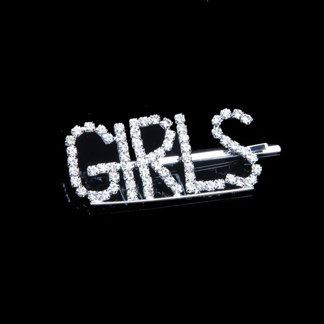 GIRLS Новейшие стразы, буквы, волосы для женщин, уникальная заколка для волос, буквы из кристаллов, булавка для волос, знак BOSS для ювелирных аксессуаров - Окраска металла: GIRLS