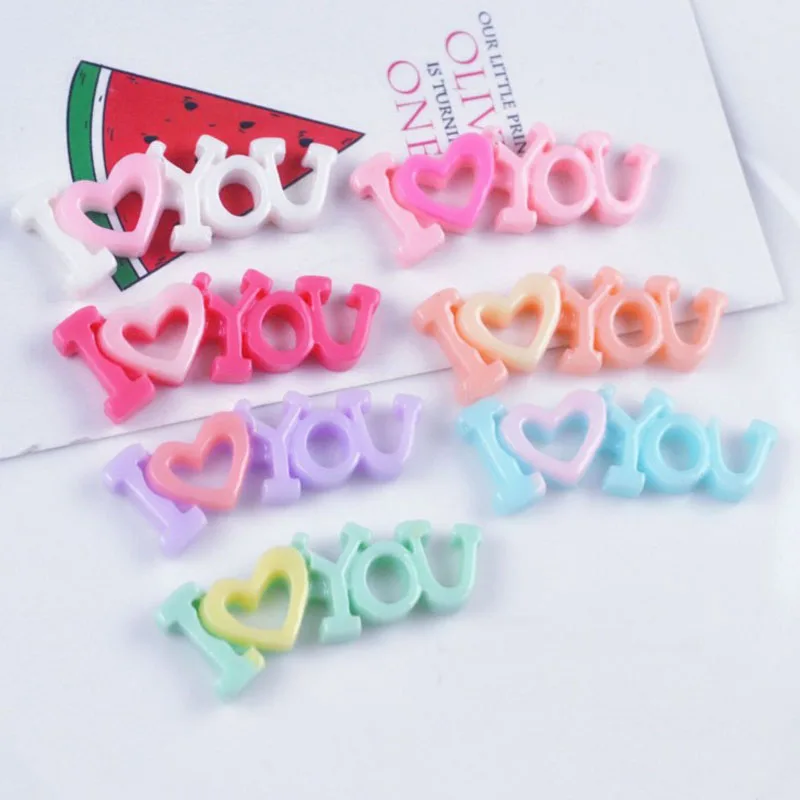 

10 Pcs Kawaii I Love You Candy DIY Parts Clay Crafts for Chirdren's Day Decorating Party Decor