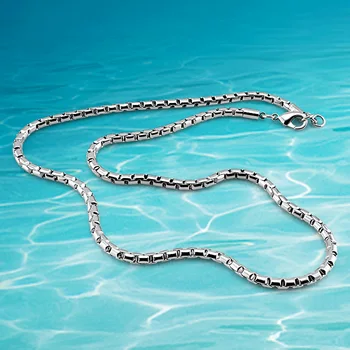 

5MM Men's Necklace HipHop Style Box Chain Bracelets Fashion Jewelry 925 Solid Silver Color Curb Cuban Link Chain Chokers Gift