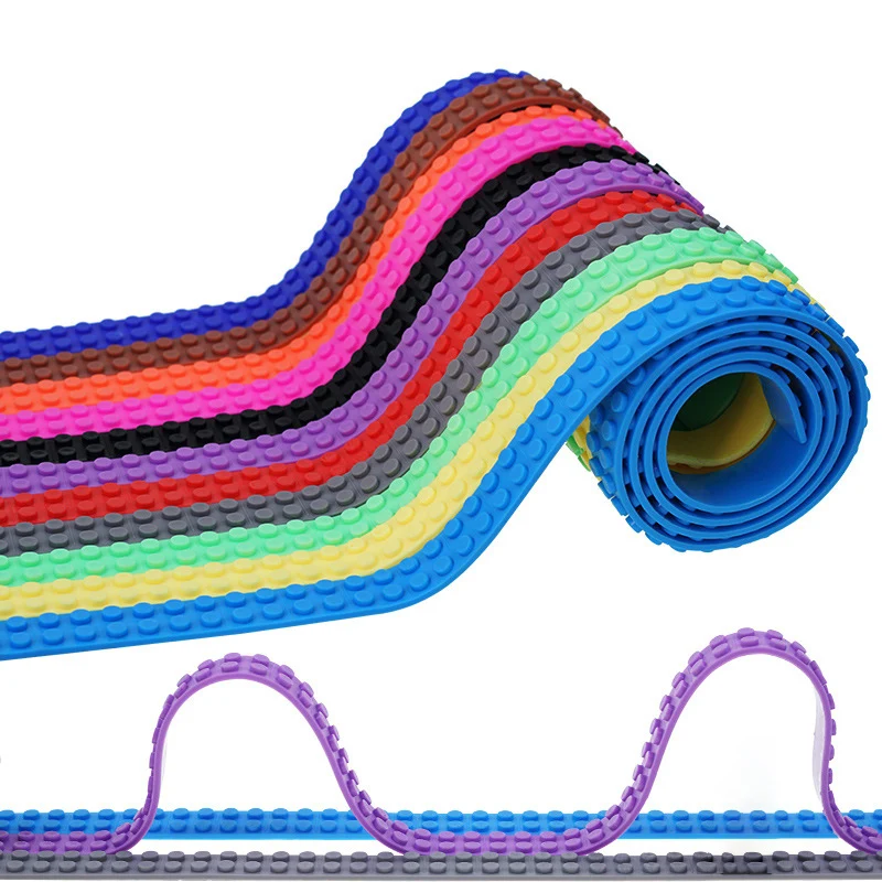 

100CM 2X124 Dots Plastic Loops Blocks Toy Adhesive Plastic Tape Kids Adults DIY Building Blocks Base Plate Sticky Backing Tape