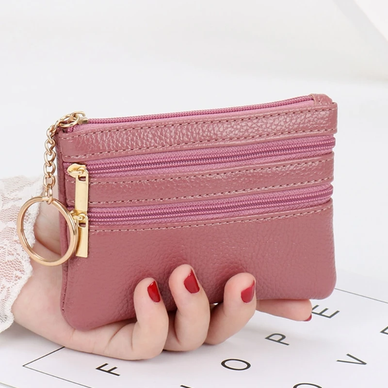 PU Leather Small Coin Purse Casual Wallet Coin Money Credit Card Key Holder Zipper Bag For Women Girl
