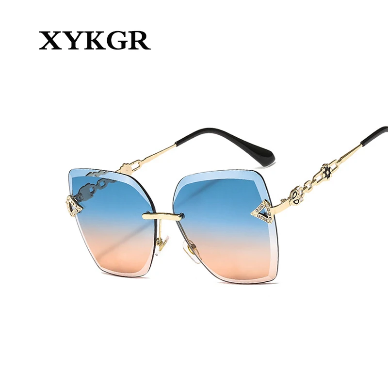 XYKGR новые бескаркасные Квадратные Солнцезащитные очки женские трендовые солнцезащитные очки с океанскими линзами мужские трендовые прогулочные солнцезащитные очки UV400 женские очки