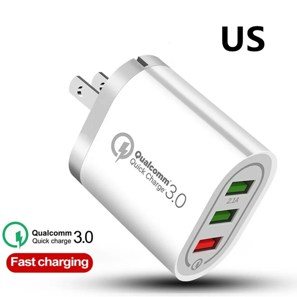 Хорошая 3 Порты и разъёмы USB Зарядное устройство Quick Charge 3,0 для IPhone X 7 samsung huawei P30 Xiaomi 5V 3A ЕС США штекер Адаптер зарядки мобильного телефона