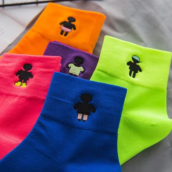 

Fluorescent Socks Women Embroidered Night Light Socks Ladies Solid Color Middle Tube Socks Personality Women's Sock Fashion Sock
