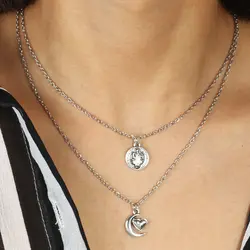Seblasy Бестселлер серебряный цвет модные геометрические Луна статуя цепь с плетением «сердце» ожерелья и подвески для женщин DIY ювелирные
