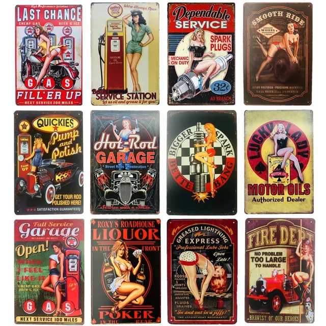 Pin Up Girl Metal Tin Signs Vintage Wall Art Painting Bar Pub Cafe Shop Home Decor Sexy Lady Poster Plate Plaque 1