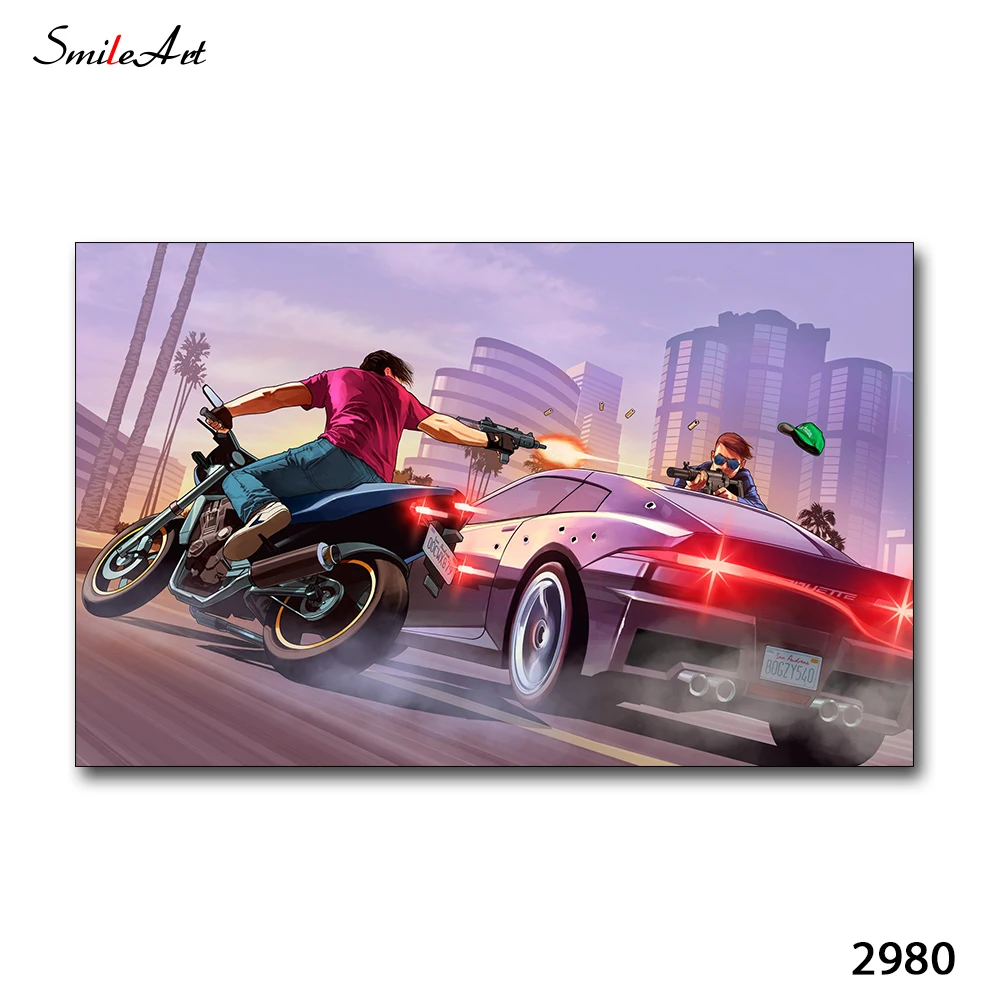 2980 Игра Gta 5 плакат настенный художественный принт и плакат холст живопись настенные картины для гостиной спальни игровой комнаты Декор современный декор - Цвет: 2980