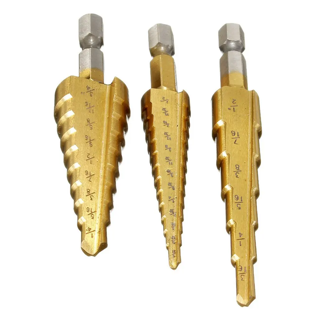 Perfect Home&Garden Steel Step Cone Titanium Drill Bit Tool Hole Cutter Tools Triangle Handle Directly Groove Ladder Drill