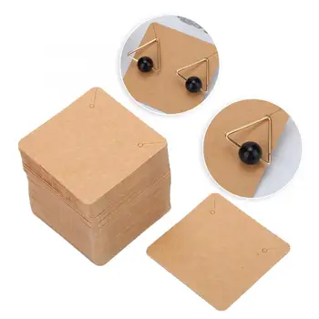 

100Pcs 5*5CM Jewelry Necklace Display Storage Kraft Paper Cards Bracelet Pendant Display Hanging Packaging Card Wholesale