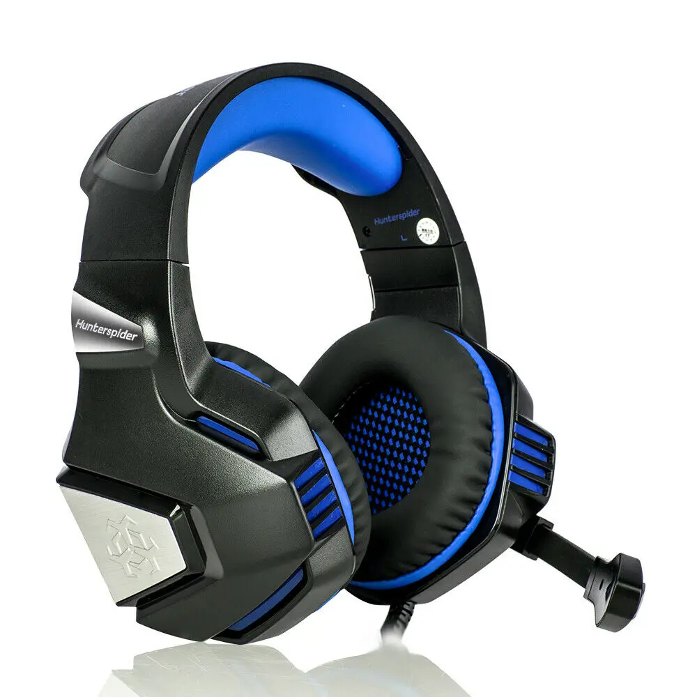 Headphones 3.5mm Mic Gaming LED Light Surround Stereo Sound Adjustable Earphones Deep Bass For Mobile Phone Music Headset