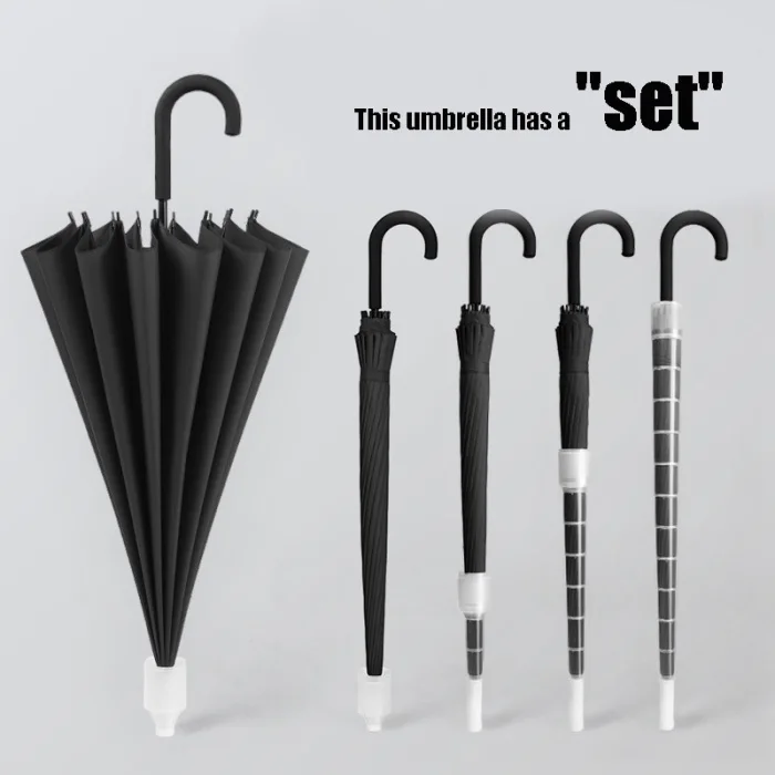16K длинная ручка прямой зонт с машинной сумкой водонепроницаемый чехол для мужчин и женщин черный FK88