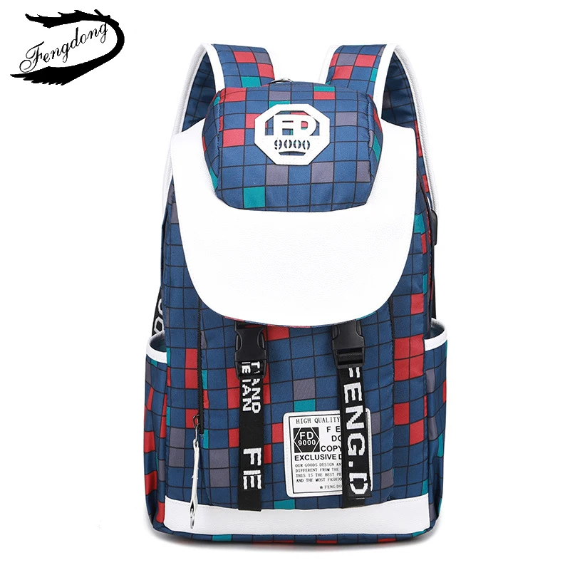 Blue red school bags Новые школьные сумки для девочек, водонепроницаемый большой женский рюкзак, рюкзак для девочек-подростков, женский рюкзак на плечо, Студенческая Повседневная дорожная сумка - Цвет: Blue red school bags
