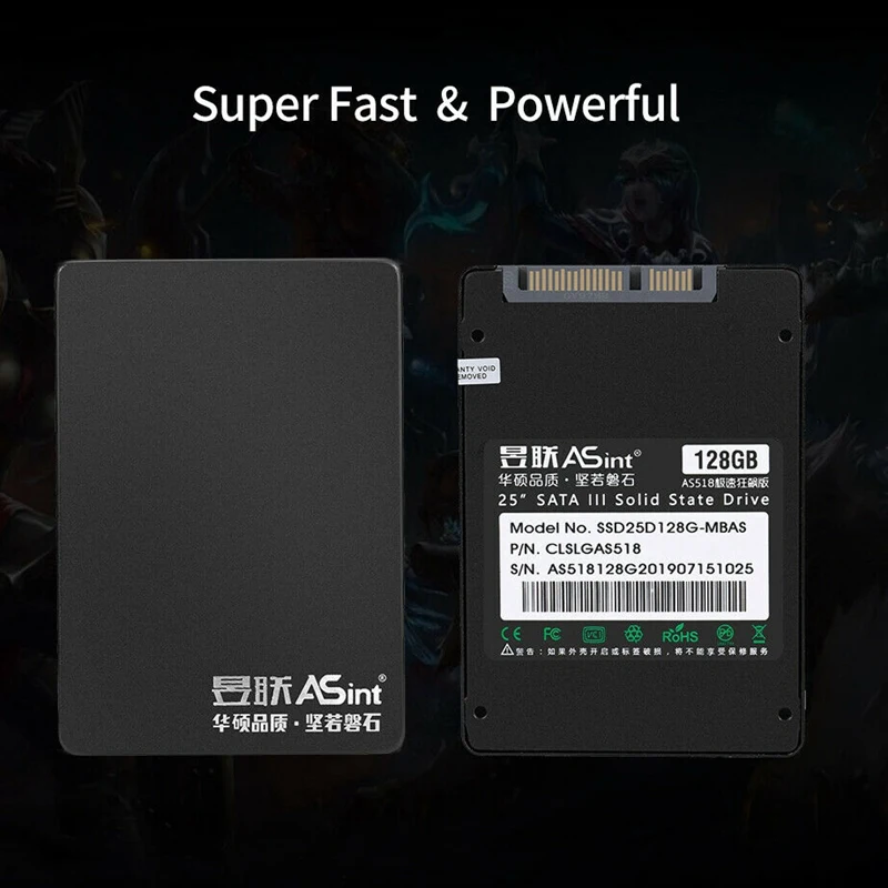 ASint SSD 2,5 дюймов SATA3 SSD 128 ГБ AS518 твердотельный накопитель для настольных ПК 7 мм