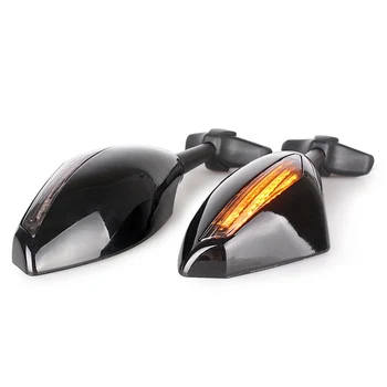 

Motorcycle Rear View Side Wing Mirrors w/ LED Turn Signal Light for Honda Kawasaki Suzuki Yamaha Ducati Street Bikes Universal