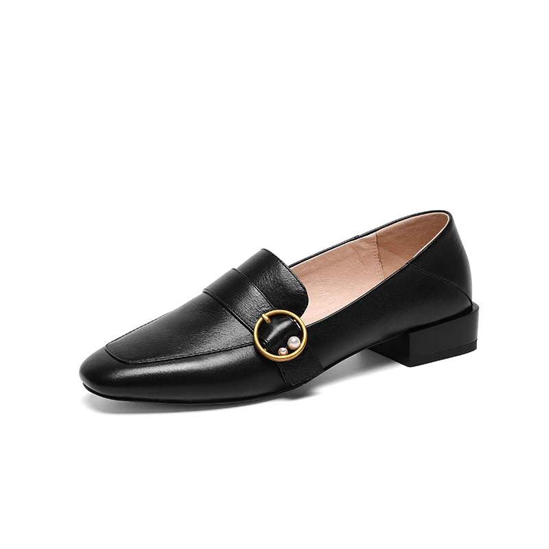 

Women's Pumps Cow Leather 3.5cm Med Heels Shoes Woman Fashion Round Toe Comfortable Shoes Spring Office Pumps