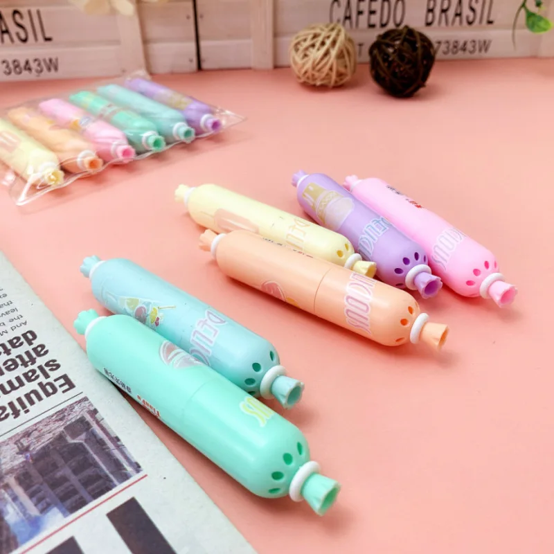 6Pcs Cute Planet Wine Bottle Candy Highlighter Marker Pen Drawing Fluorecent Marker WritingTool Back School Office Supply