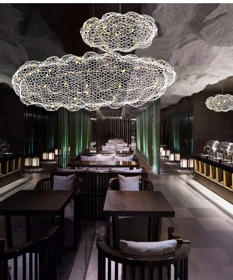 Modern cloud chandelier creative starry light design personality hotel restaurant bar indoor gold Gypsophila Chandeliers small chandeliers