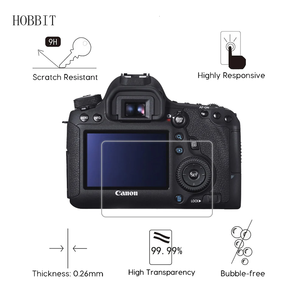 2 шт. в упаковке для камеры Canon EOS 6D 0,3 мм 2.5D 9H прозрачная защитная пленка из закаленного стекла для цифровой камеры ЖК-дисплей с защитой от царапин