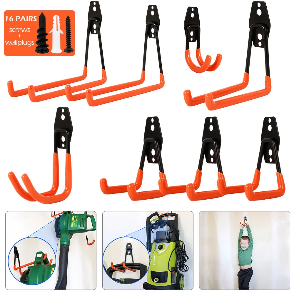 

Wall-mounted Garage Hooks Set Bicycle Hanger Hook Hanging Tool Metal Hook Warehouse Storage Tool Garden Bathroom Storage Hanging