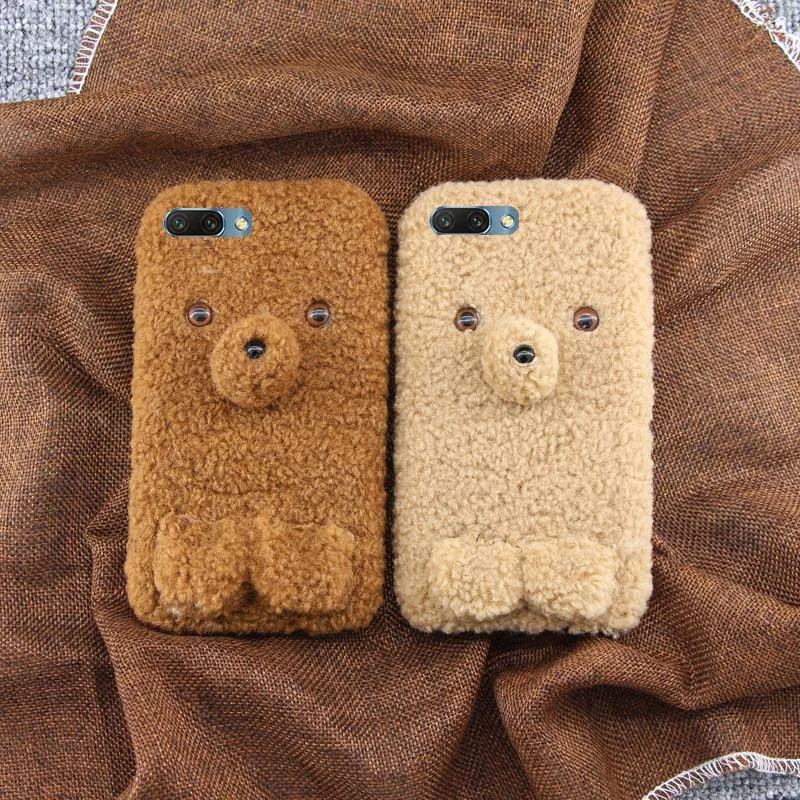 

Case For Honor 10 Fashion Plush Bear doll Winter Keep warm Soft TPU Protection Shockproof Back Cover For Honor 10 Phone Cover