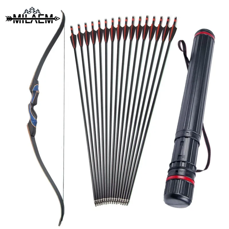 

56 inch 20/25/30/35/40/45/50 lbs American Hunting Bow With 12Pcs Fiberglass Arrows 2 Black 1 Red Arrow Vanes Archery Shooting