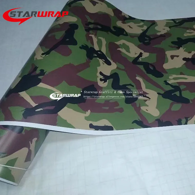 Starwrap зеленый символ автомобиля Стайлинг выпуска воздуха камуфляжная фольга виниловые автомобильные Обертывания Стикеры виниловых пленка для оклейки автомобиля рулон