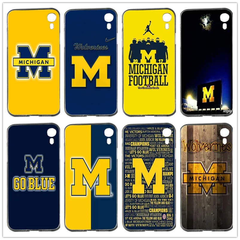 

Soft TPU Shell Phone Case For iphone 4 4S 5 5S SE 5C 6S 6 7 8 Plus X XR XS Max Michigan Wolverines ice Hockey