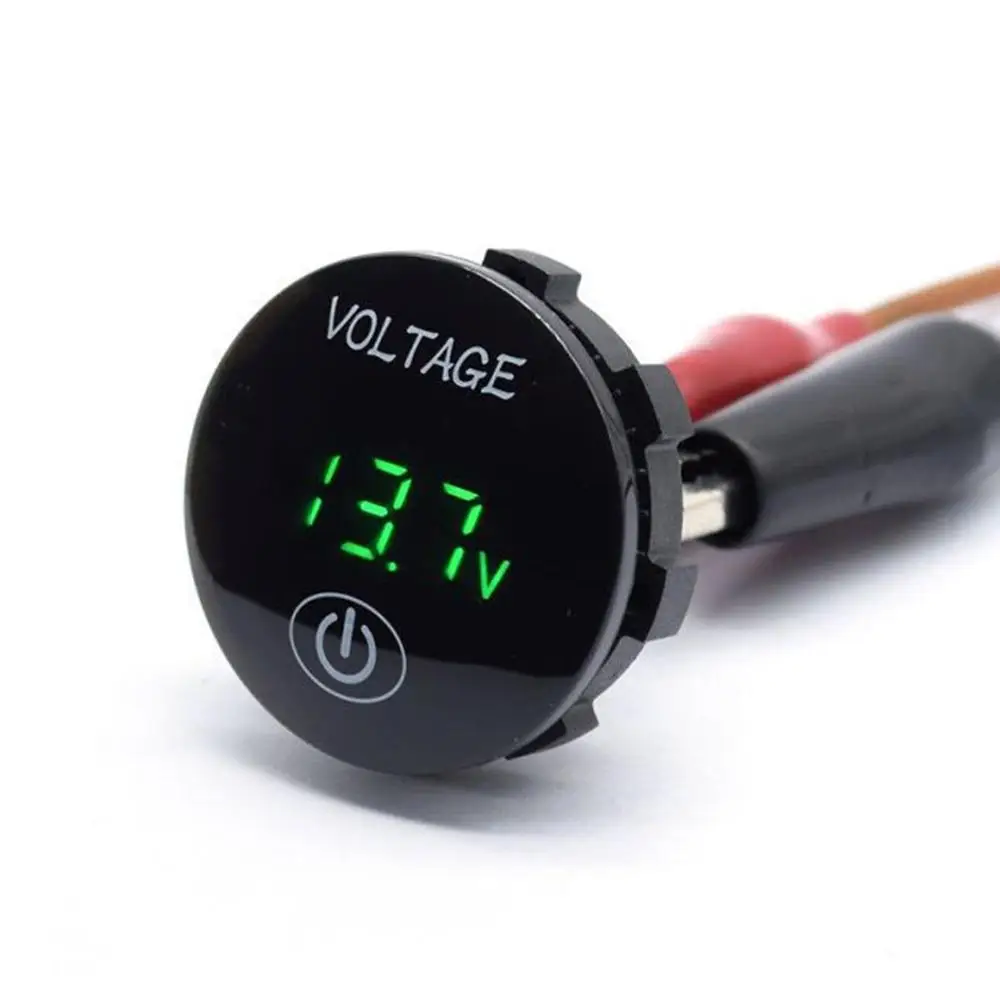 

Car And Motorcycle Voltmeter Modified Black Shell Dc Voltmeter Led 12V-24V One-Touch Switch Voltmeter