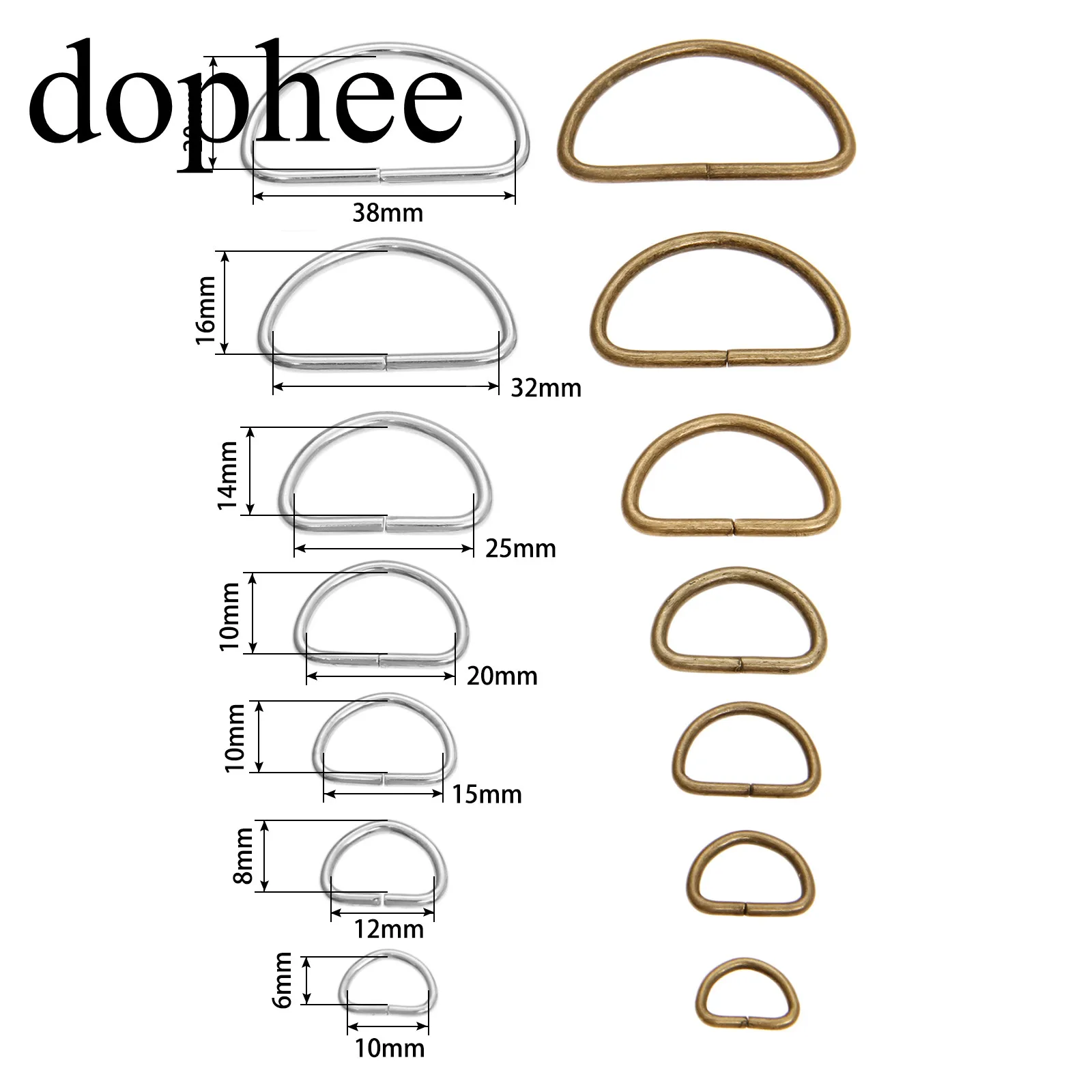 Dophee 20 шт. винтажные металлические D образные кольца пряжки для одежды рукоделия