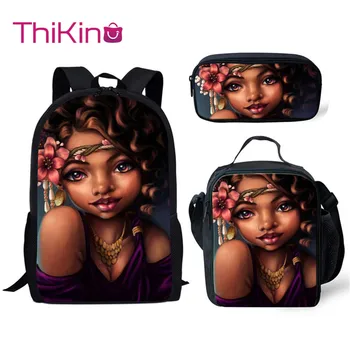 

Traditional Afro Girls Backpacks for Students 3Pcs Schoolbags Children Bookbag for Girl Black Women Design Back Pack Children