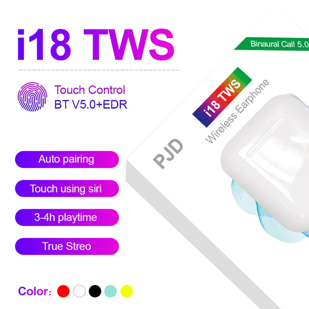 i18-White Оригинальные i18 TWS беспроводные наушники Bluetooth гарнитуры наушники Сенсорное управление для всех смартфонов PK i10 i11 i12 i13 i14 i20 TWS - Цвет: i18-White