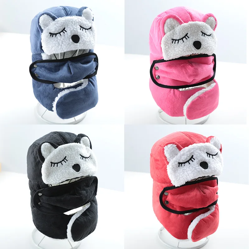 

CHILDREN'S Hat Winter BOY'S Girls Outing Face Mask Warm Ear Protection Windproof Hat 5-8-Year-Old Big Boy plus Velvet 9 Fashion