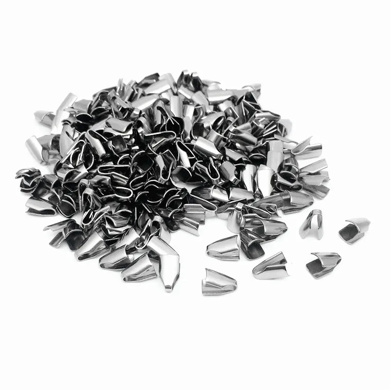 316 Stainless Steel Flat Cords Crimp End Beads Caps 100pcs/lot for Jewelry Making stainless steel chains