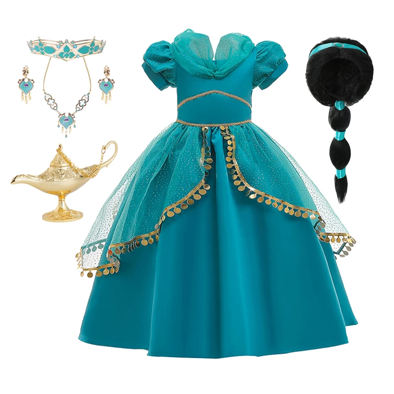 Jasmine Girls Dres Aladdin Lamp Belly Princess Dress Cosplay Costumes Baby Christmas Tutu Tulle Halloween Clothing |