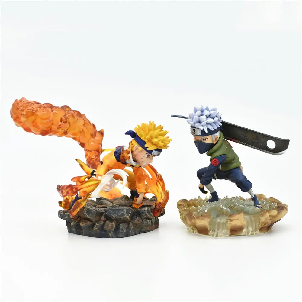 Naruto Anime Figure Uzumaki Naruto Uchiha Sasuke Kakashi Combat Collectible GK Model PVC Doll Action Figure Kids Toys Gift 8cm