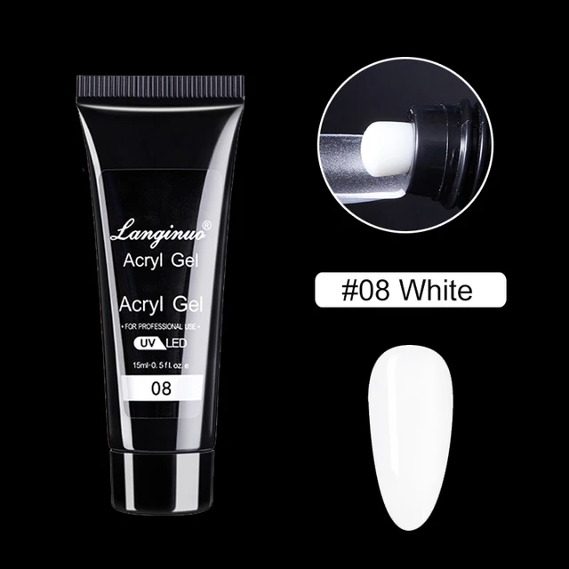 15ml Poly Nail Gel Quick Extensions Builder Extend Nail Art Acrylic Gel Varnish LED/UV Clear White Finger Form Manicure Tool 08