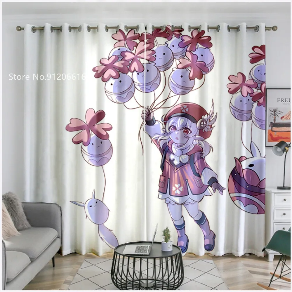 Genshin Impact Curtains Japan Anime Kitchen Curtains For Living Room Bedroom Window Treatments Home Textile Custom Drapes 