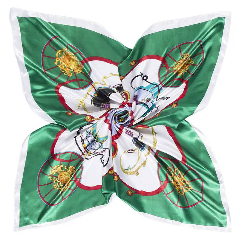 Модный платок шейные шарфы для женщин Шелковый с принтом шарф волос Женский 90 см *