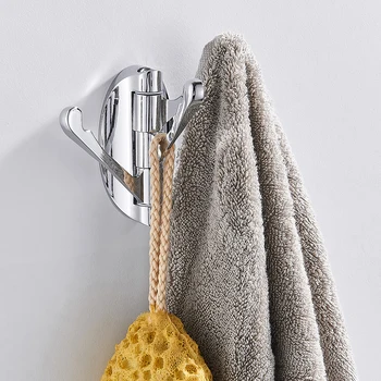 

180 Degree Swivel Wall Mounted Hook Heavy Duty Folding Towel Hooks Three Tiers Hanger Holder Bathroom Zinc Alloy Cloth Hat Hook