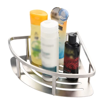 

Stainless Steel Wall Mounted Bathroom Shower Corner Basket Gel Storage Shelf Organizer Sanding Single Layer Triangular Rack