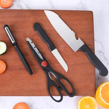 

4PCS Kitchen Knife Set Stainless Steel Vegetable Cleaver Chef Knives Paring Kitchen Scissors Tools Accessories Couteau Cuisine