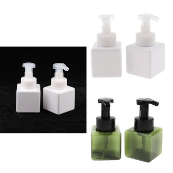 

4Pcs 250ml Plastic Refillable Foaming Soap Dispenser Pump Bottle Container Jar for Bathroom Kitchen Hotels, Square Shape