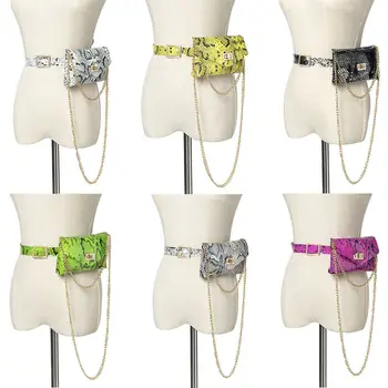 

fashion women's waist bag casual heuptas mini fanny pack outdoor purse Fluorescent snake print belt bag