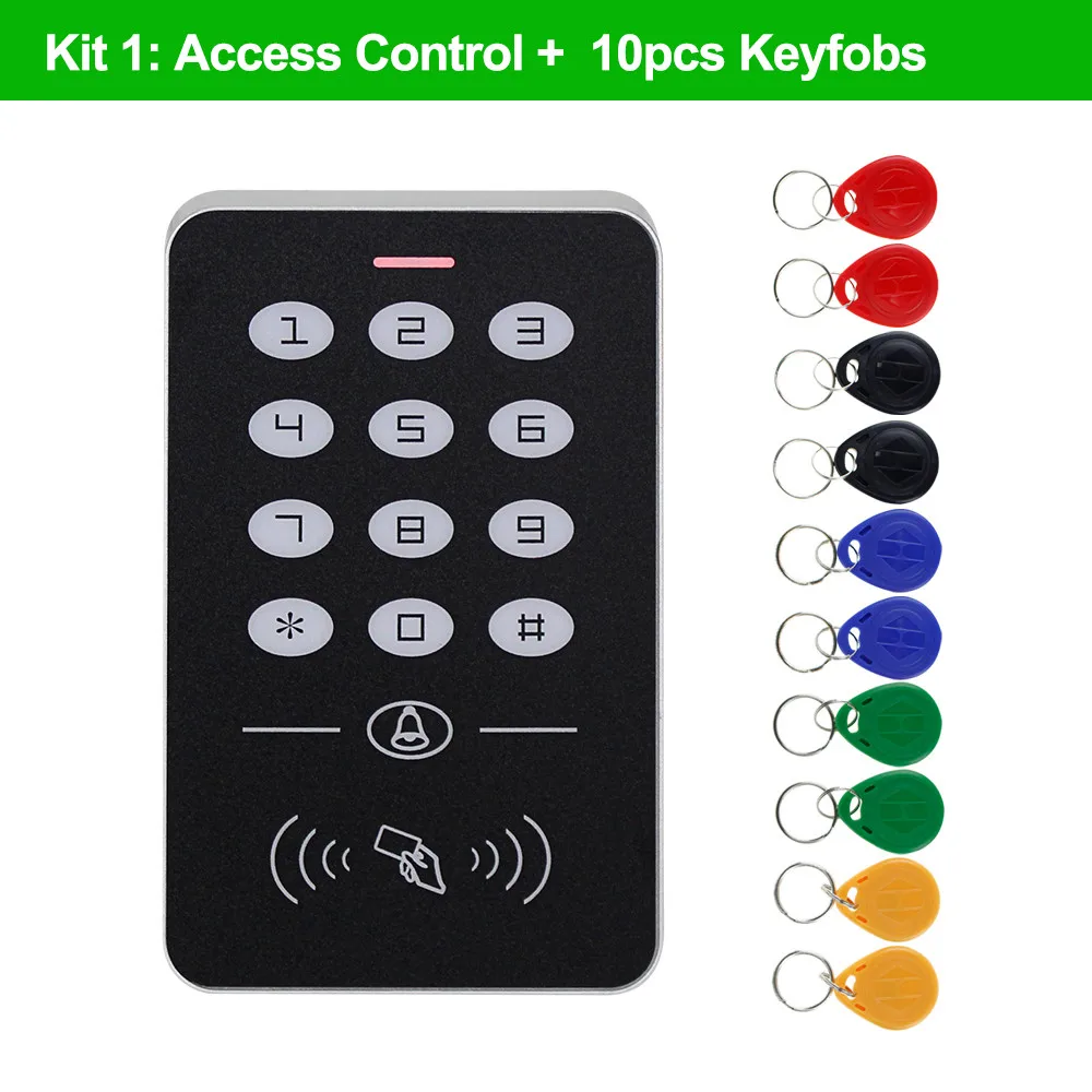 Система контроля допуска к двери комплект RFID Клавиатура контроля доступа+ блок питания+ Электрический магнитный замок болт ударные замки+ 10 шт. ключи - Цвет: RFID Keypad with Key