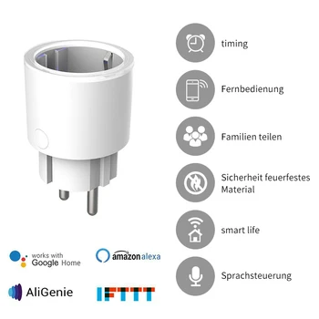 

EU Plug Smart Power Socket Wifi Wireless Switch voice intelligent control For Tuya Smart APP/For smart life APP