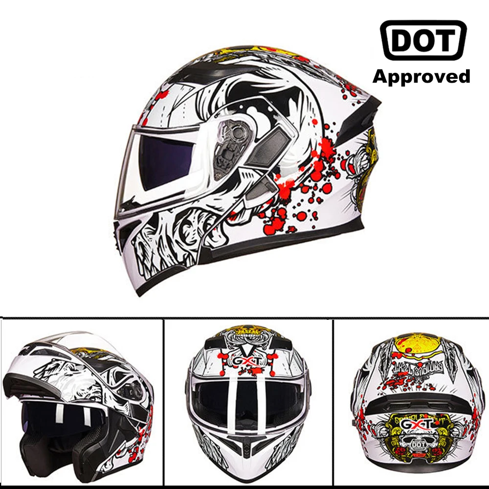 GXT New Motorcycle Helmet Flip up Motocross Helmet Capacete da Motocicleta Cascos Moto Casque Doublel lens Racing Riding Helmet - Цвет: Colour 6