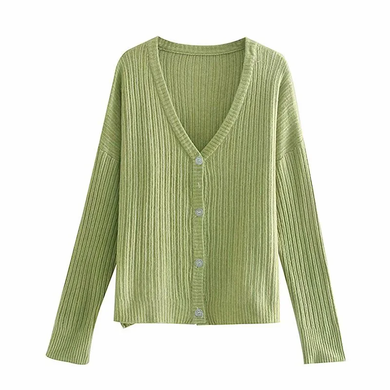 

Solid Cardigans Sweater Women Coat Spring Autumn Thin Knitted Wild Sweater Basic Full Sleeve Jacquard Stripes Tops