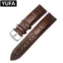 YUFA Ремешки для наручных часов из натуральной кожи, ремешки для часов 12, 14 мм, 16 мм, 18 мм, 20 мм, 22 мм, аксессуары для часов, женские, мужские, коричневые, черные ремешки