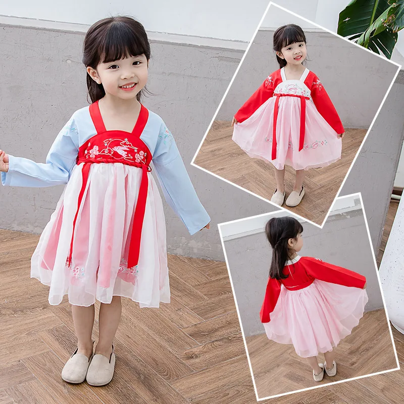 

Girls Chinese Clothing CHILDREN'S Embroidery Jacket Skirt 2019 Autumn New Style Chinese Costume Chinese-style Ancient Costume Ph